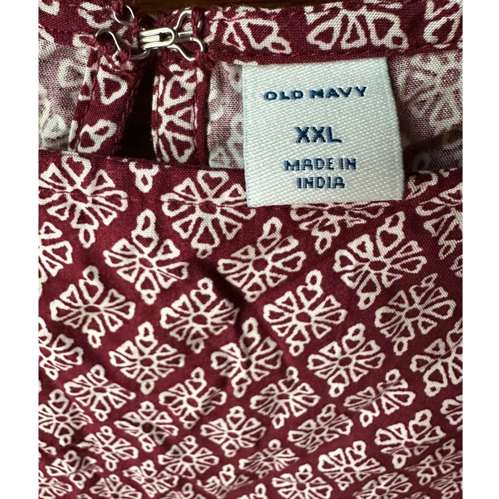 Old Navy Womens XXL Burgundy White Geometric Medallion Cami Swing Tank Top NWT - Picture 3 of 5